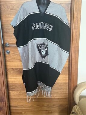 Black and Gray Raiders Crewneck Poncho